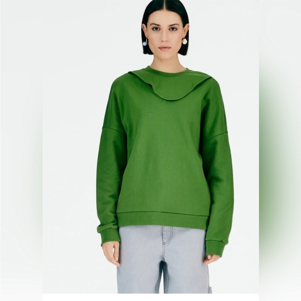 Green Tibi Women's Dickey neck  Sweatshirt, Medium